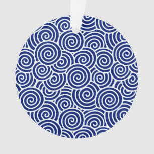 Japans zwenkpatroon - marineblauw en wit ornament