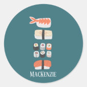 Japanse aangepaste naam Sushi bevestigen Ronde Sticker (Voorkant)