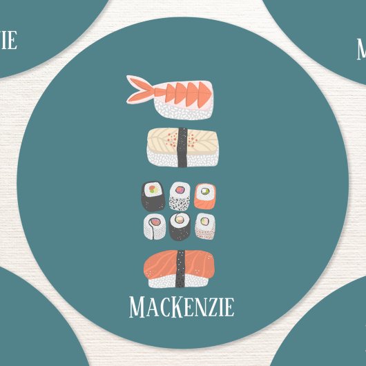 Japanse aangepaste naam Sushi bevestigen Ronde Sticker