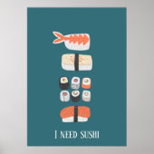 Japanse aangepaste tekst Sushi Poster (Voorkant)