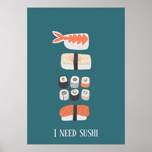 Japanse aangepaste tekst Sushi Poster (Voorkant)