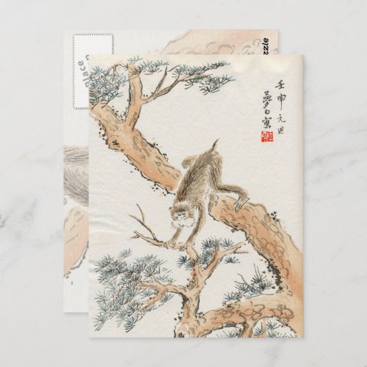 Japanse aap briefkaart (Voorkant / Achterkant)