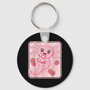 Japanse aardbeienmelk Anime Pink Kawaii Axolotl Sleutelhanger