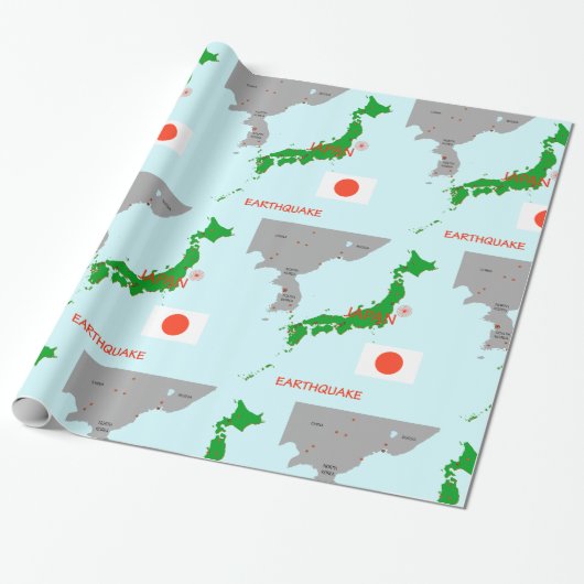 Japanse aardbevingskaart cadeaupapier (Uitgerold)