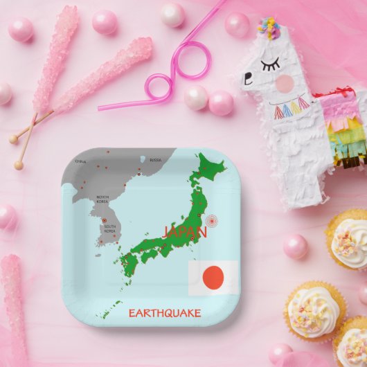 Japanse aardbevingskaart papieren bordje (Feest)