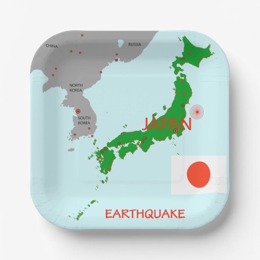 Japanse aardbevingskaart papieren bordje (Voorkant)