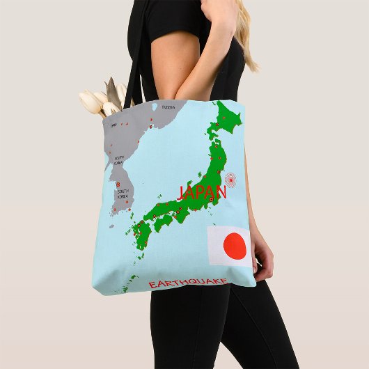 Japanse aardbevingskaart tote bag