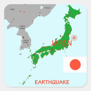 Japanse aardbevingskaart vierkante sticker