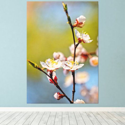 Japanse abrikozenbloemen canvas afdruk (Insitu (Houten vloer))