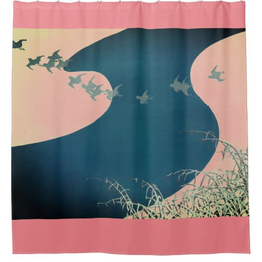 JAPANSE ABSTRACTE LANDSCHAPSKUNST Douchegordijn (Voorkant)