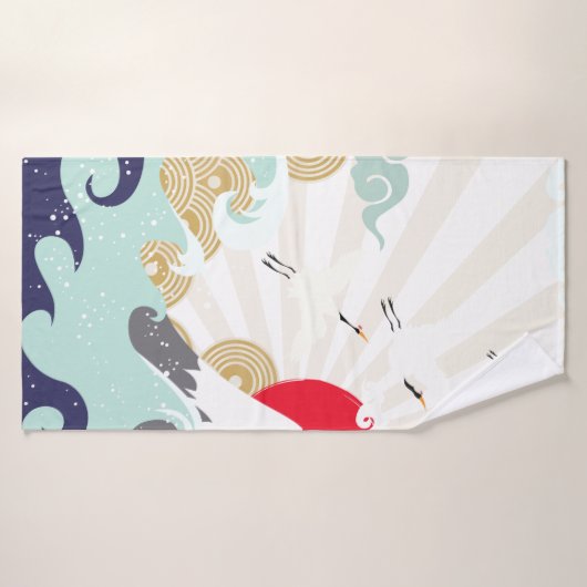 japanse afbeelding van de bergzon badhanddoek (Badhanddoek)