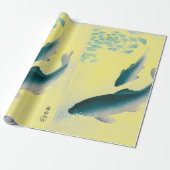 JAPANSE AFDRUKKING VAN DE VISSERIJZWEEKGEEL CADEAUPAPIER (Uitgerold)