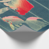 JAPANSE AFDRUKVISSERIJ IN BLAUWE WRAPPINGSPAPIE CADEAUPAPIER (Hoek)