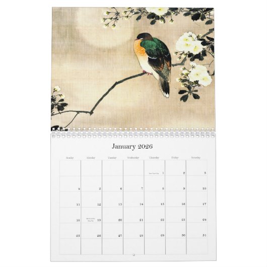 Japanse agenda voor vogels, bomen en bloemen kalender (Jan 2026)