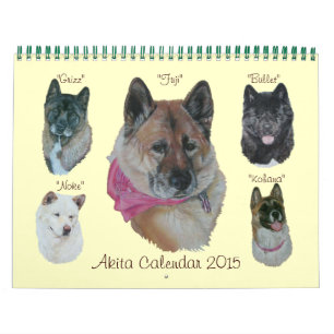 japanse akita dog portretteert realistische kunst kalender