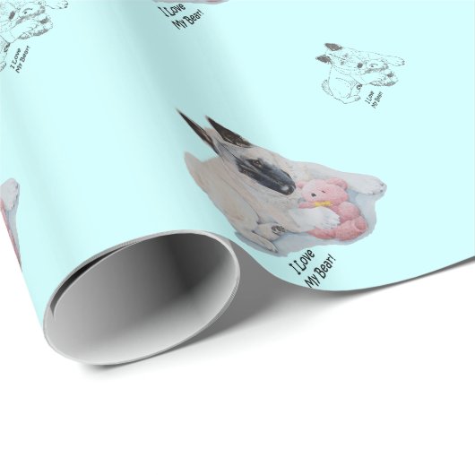 Japanse akita met roze teddybeer kunst cadeaupapier (Rol Hoek)