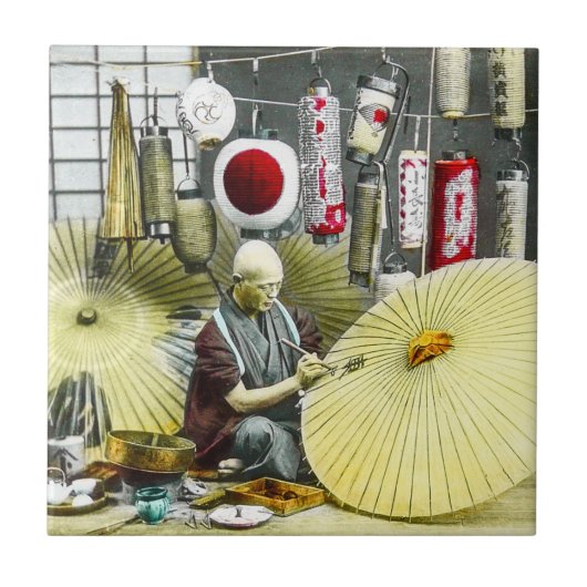 Japanse ambachtsman Umbrella Maker No. 2  Tegeltje (Voorkant)