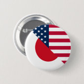 Japanse Amerikaanse vlag |HalfJapanse Amerikaanse Ronde Button 5,7 Cm (Voorkant /achterkant)