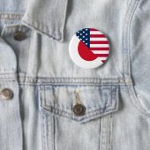 Japanse Amerikaanse vlag |HalfJapanse Amerikaanse Ronde Button 5,7 Cm (In situ)