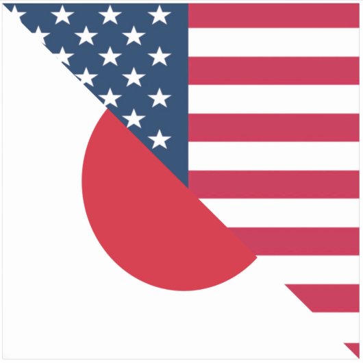 Japanse Amerikaanse vlag |HalfJapanse Amerikaanse  Sticker (Voorkant)