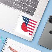 Japanse Amerikaanse vlag |HalfJapanse Amerikaanse  Sticker (Laptop met iPhone)