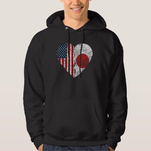 Japanse Amerikaanse vlaggen Hart Verenigde Staten  Hoodie (Voorkant)