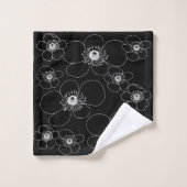 Japanse Anemonen op zwart Bad Handdoek (Wasdoekje)