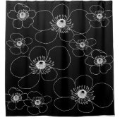 Japanse Anemonen op zwart dekbed Hoesje Douchegordijn (Voorkant)