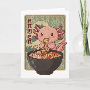Japanse Anime Axolotls Ramen Zwarte Axolotl Eet Kaart