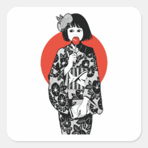Japanse Anime Kawai Kimono Girl Sticker
