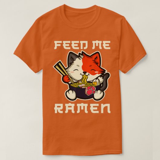 Japanse Anime Kawaii Ramen Noodles Cat T-shirt (Design voorkant)