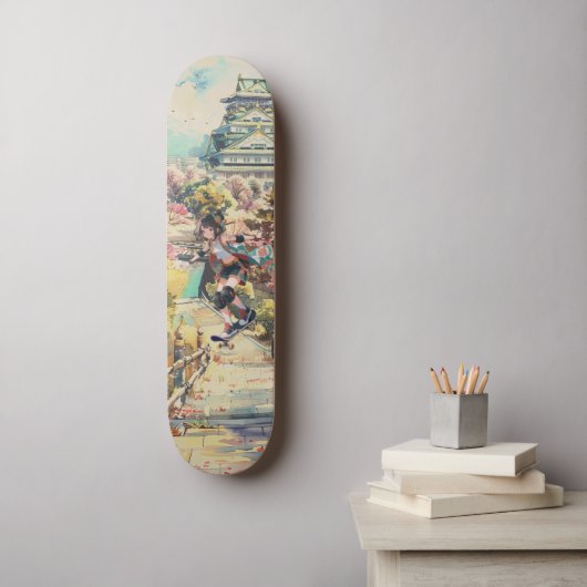Japanse Anime Meisje Japan Kersenbloesem Persoonlijk Skateboard (Muurkunst)