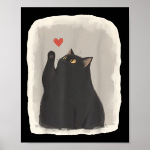 Japanse Anime Schattigee Kat Hart Kawaii Zwarte Ka Poster
