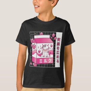 Japanse Anime Strawberry Milk Carton Cute Koe T-shirt