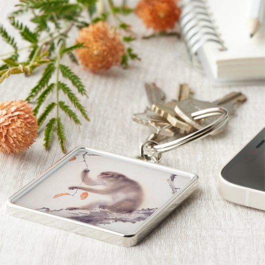 Japanse apenschilders Chinese Zodiac Birthday K Sleutelhanger (Zijkant)