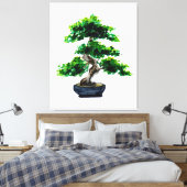 Japanse Aquarel Bonsai Canvas Afdruk (Insitu (Slaapkamer))
