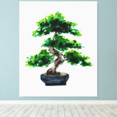 Japanse Aquarel Bonsai Canvas Afdruk (Insitu (Houten vloer))