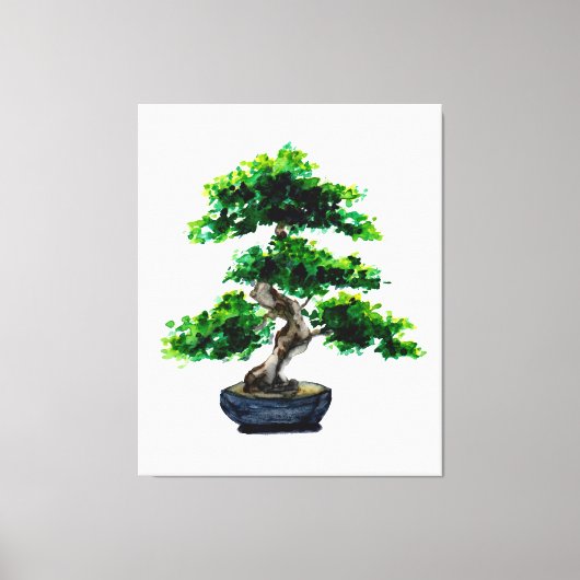 Japanse Aquarel Bonsai Canvas Afdruk (Voorkant)