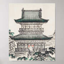 Japanse architectuur van het Poster Kōno Bairei