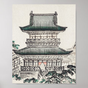 Japanse architectuur van het Poster Kōno Bairei