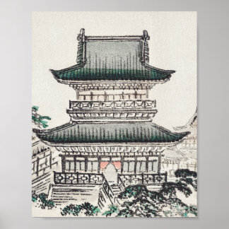 Japanse architectuur van het Poster Kōno Bairei