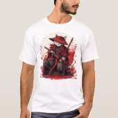 Japanse Art Cat Ninja Ukiyo-e Anime Style Samurai T-shirt (Voorkant)