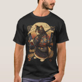 Japanse Art Cat Ninja Ukiyo-e Anime Style Samurai T-shirt (Voorkant)