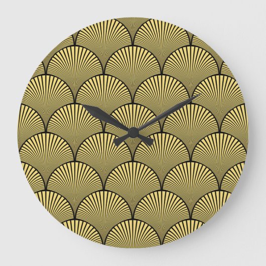 Japanse Art Deco: Zwart Goud Ontwerp Grote Klok (Voorkant)