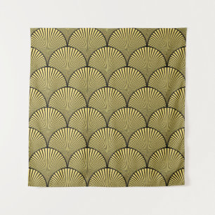 Japanse Art Deco: Zwart Goud Ontwerp Wandkleed