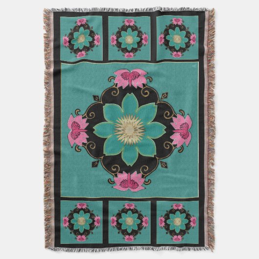 Japanse Art Nouveau Rosette Deken (Voorkant Verticaal)