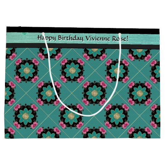 Japanse Art Nouveau rozet (gepersonaliseerd) Groot Cadeauzakje (Achterkant)