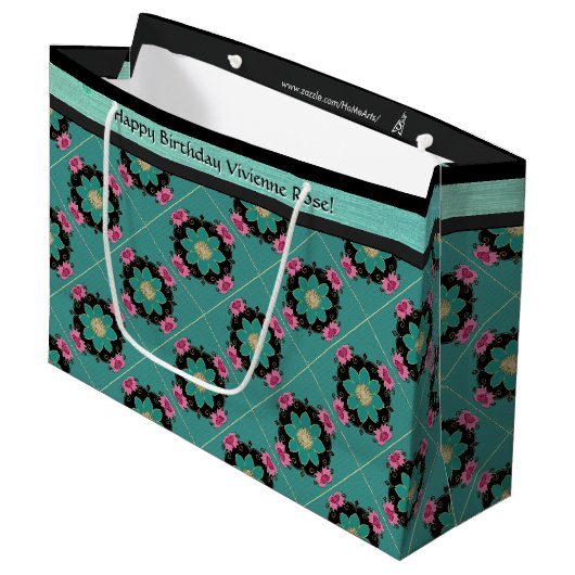 Japanse Art Nouveau rozet (gepersonaliseerd) Groot Cadeauzakje (Voorkant Gekanteld)