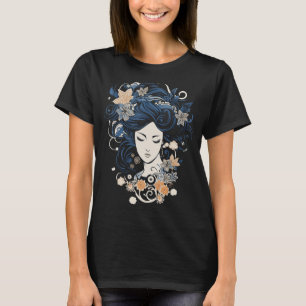 Japanse Art Woman Floral Esthetische Indie Kleding T-shirt