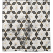 Japanse Asanoha: Gouden Marmeren Patroon. Douchegordijn (Voorkant)